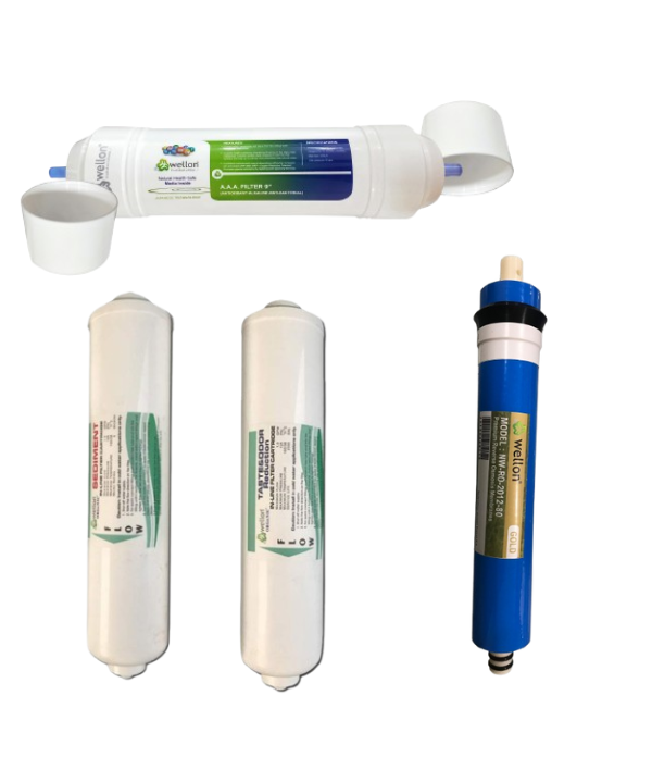  Wellon RO Membrane + 2 Filter Combo Kit for RO Purifiers (80 GPD Membrane + Sediment + Pre Carbon